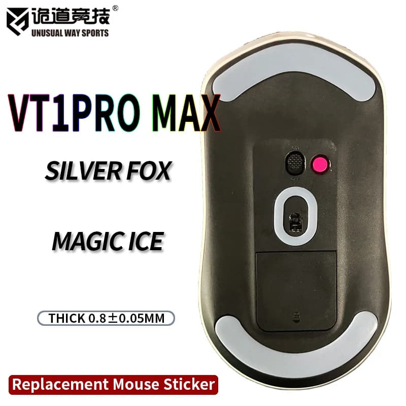 InsolitoWaySports Mouse Pattini Piedi VT1Pro Max VT1Air Superficie ribaltabile PTFE Anti collasso Multistrato Magic Ice Silver Fox