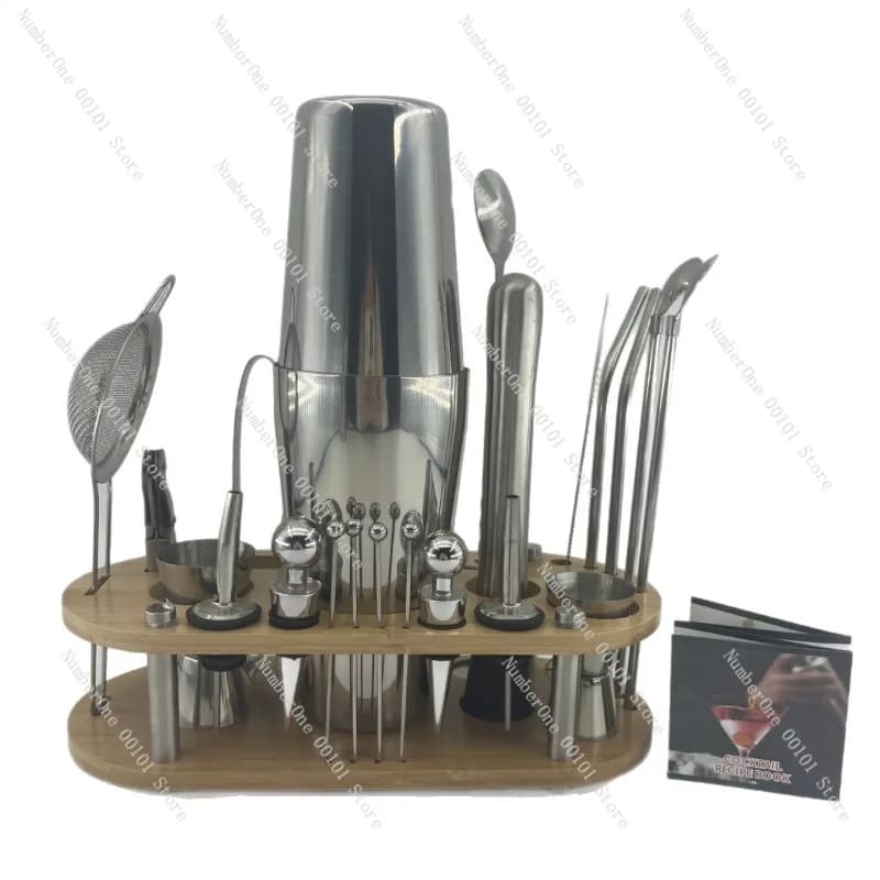 Set Shaker per Cocktail 23 Pezzi, Kit di Strumenti da Bar in Acciaio Inox, Shaker Boston, Set Professionale da Barman con Accessori per Miscelazione