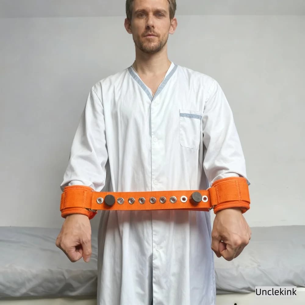 Restrizioni per polsi arancioni per uso medico - Cinghie di ritenuta con fodera in morbido cotone per pazienti, cinturino sicuro e regolabile per la cura della casa
