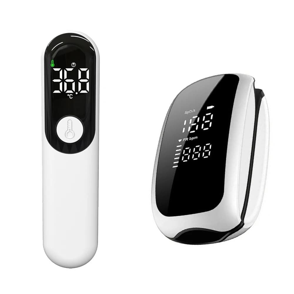 JUSTLANG Rechargeable Pulsoxmeter Digital LED Infrared Fever Thermometer Phase for Body Temperature Laser Contactless for Infants and Adults