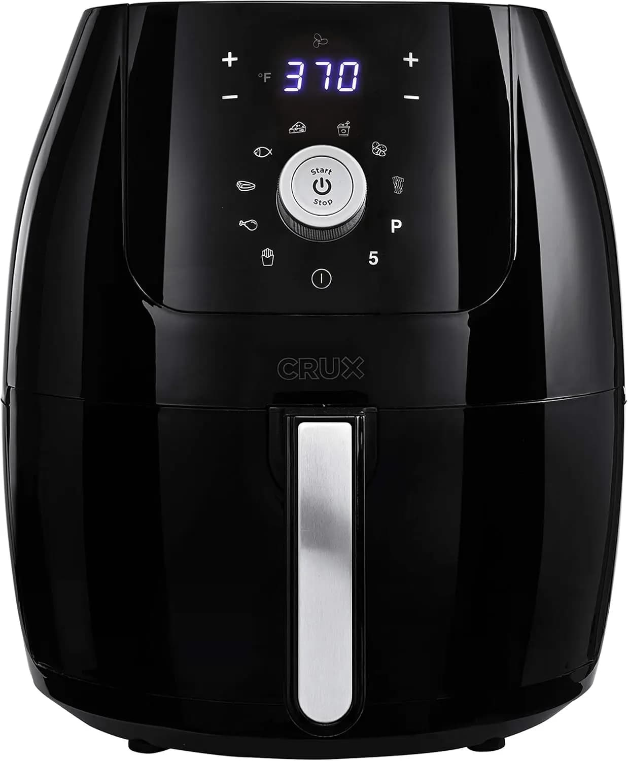 6 Qt Digital Air Fryer, Black, with Removable Nonstick Pan and Crisping Tray, Dishwasher Safe, Auto Shutoff Timer, Audible Alarm