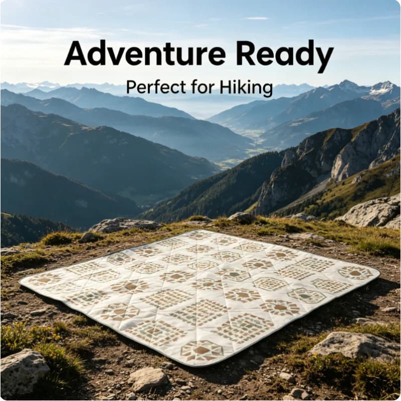 2x2m Thickened Picnic Blanket Moisture Proof Camping Mat Machine Washable Portable Cushion for Beach Park Lawn