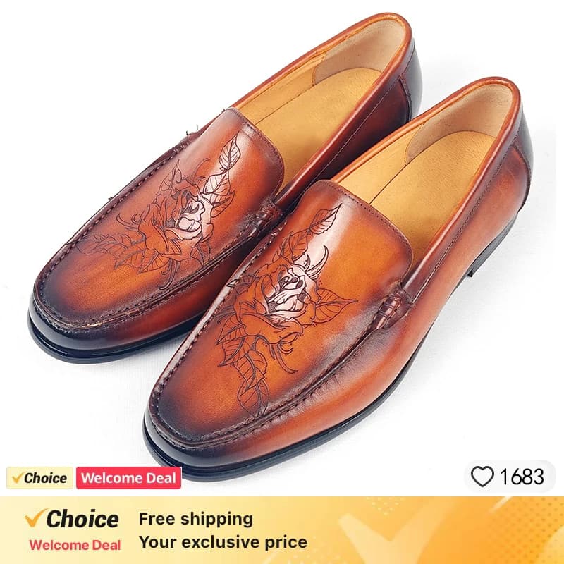 Luxury Men Formal Loafers Genuine Leather Comfortable Business Dress Shoes Slip On Mens Office Driving Shoes