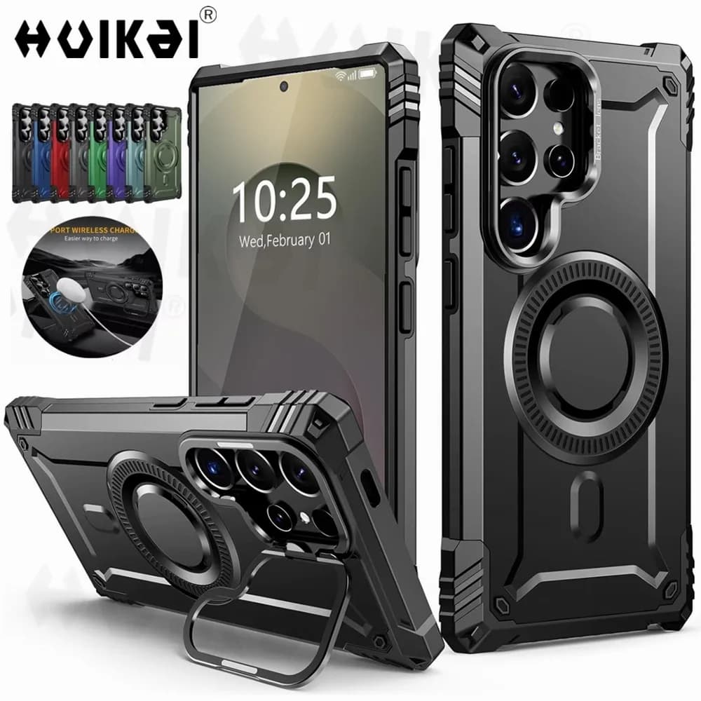 Case For Samsung Galaxy S25 Ultra S24 Ultra S23 S25 edge S24 Magnetic MagSafe Rotatable Stand Holder Protection Kickstand Covers