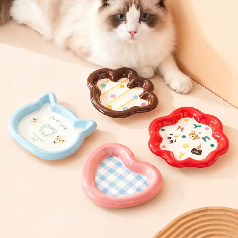 Ciotola per Gatti Kawaii, Ciotola in Ceramica per Cani, Piatto per Snack per Animali Domestici, Facile da Pulire, Ciotole per Cibo e Acqua per Cuccioli