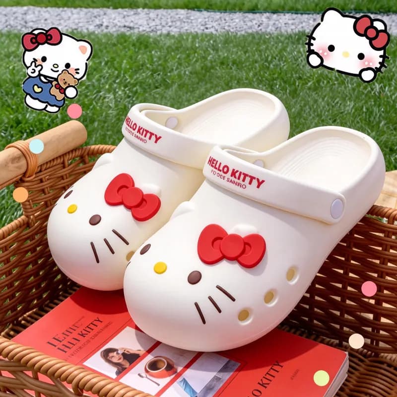 Ciabatte Estive Kawaii Hello Kitty per Donne, Pantofole Eva Antiscivolo Traspiranti con Suola Spessa, Ciabatte da Spiaggia Carine per Ragazze e Studentesse