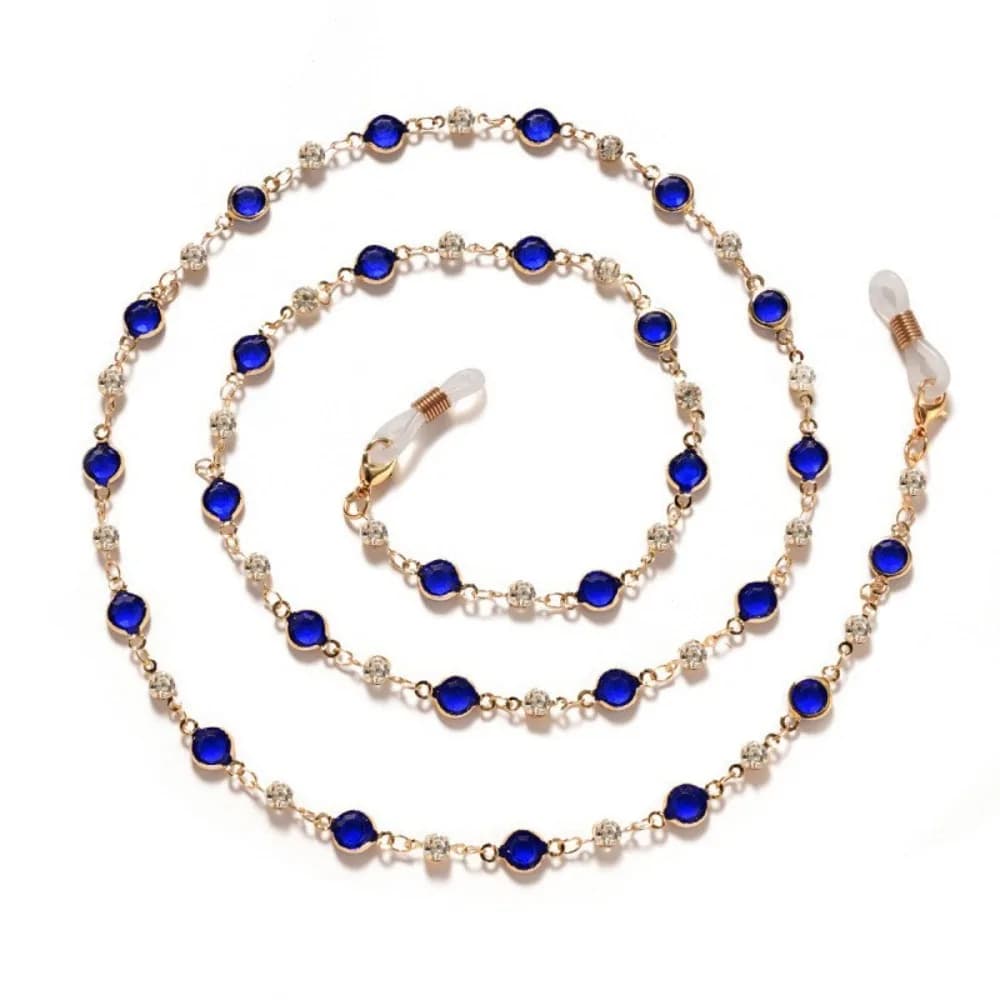 Catena per Occhiali in Cristallo Colorato con Zirconi, Perline di Strass, Catenella Anti-Smarrimento per Occhiali da Sole, Laccetto da Collo