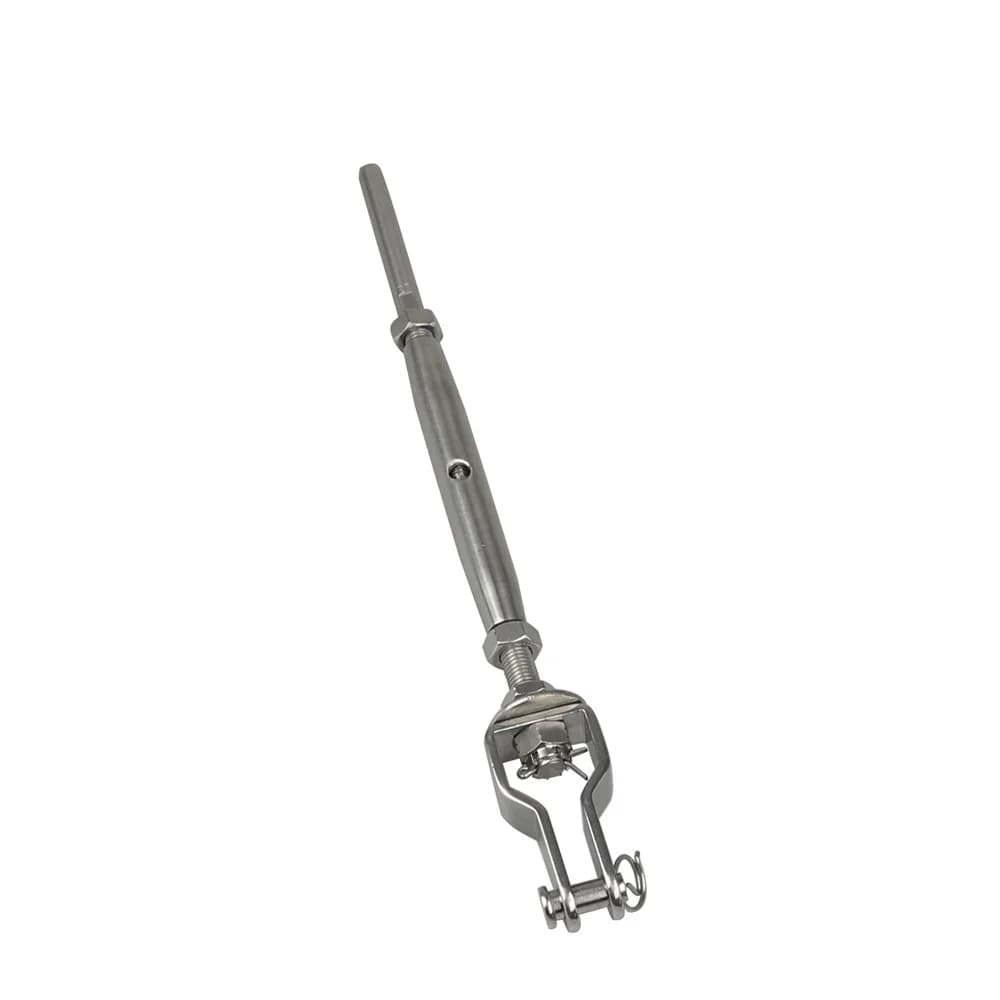 Marine Grade Stainless Steel Jaw Turnbuckle Wire Rope Tensioner with Safety Pin & Jam Nuts for Deck Railing & Sunshade Sails