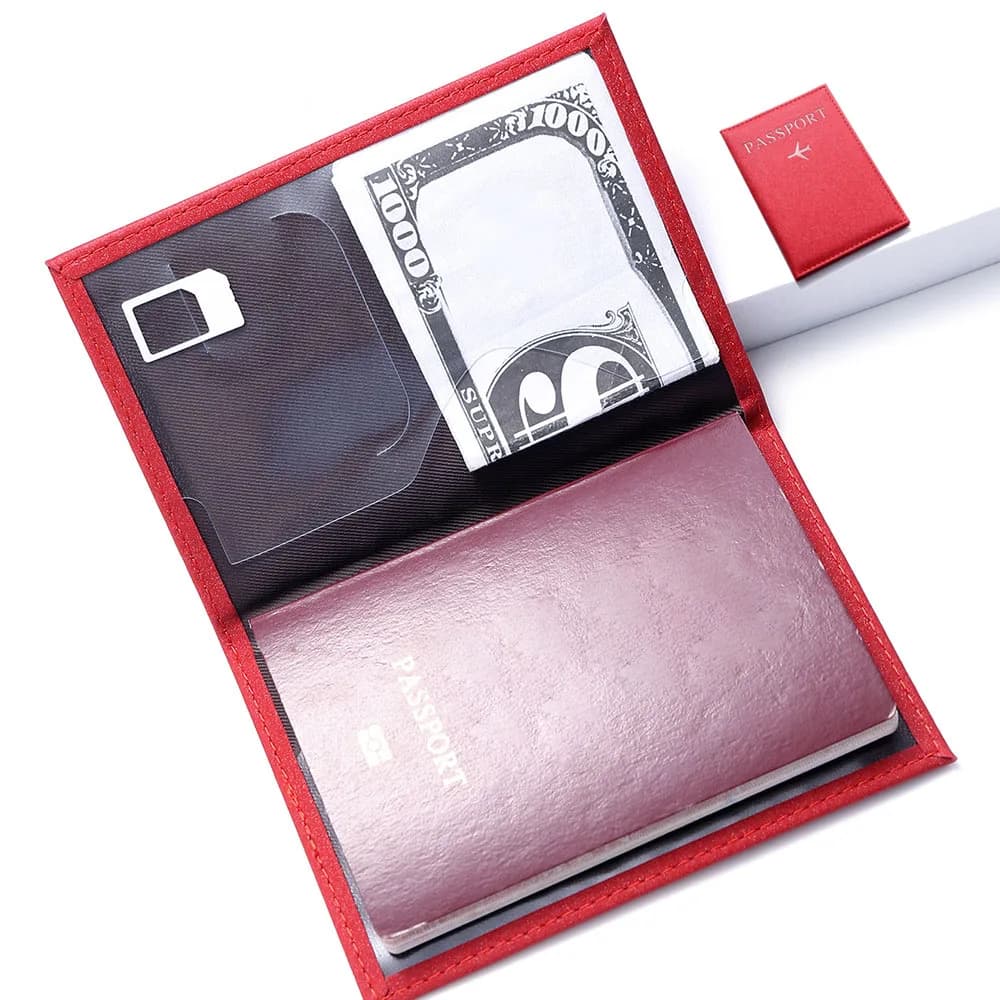 Custodia per passaporto satinata in tinta unita Custodia per passaporto da viaggio all'aperto Borsa per documenti Custodia per carte di credito bancarie Porta carte Portafoglio