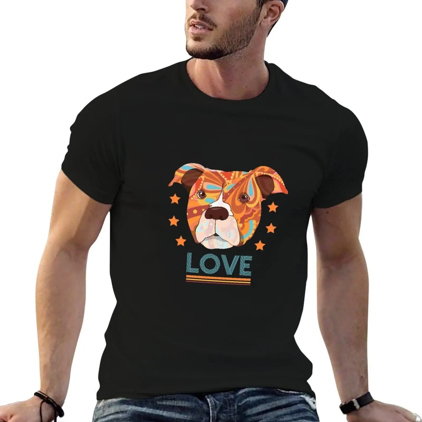 T-shirt Pitbull da uomo, t-shirt grafiche divertenti, t-shirt in cotone, t-shirt 100% cotone