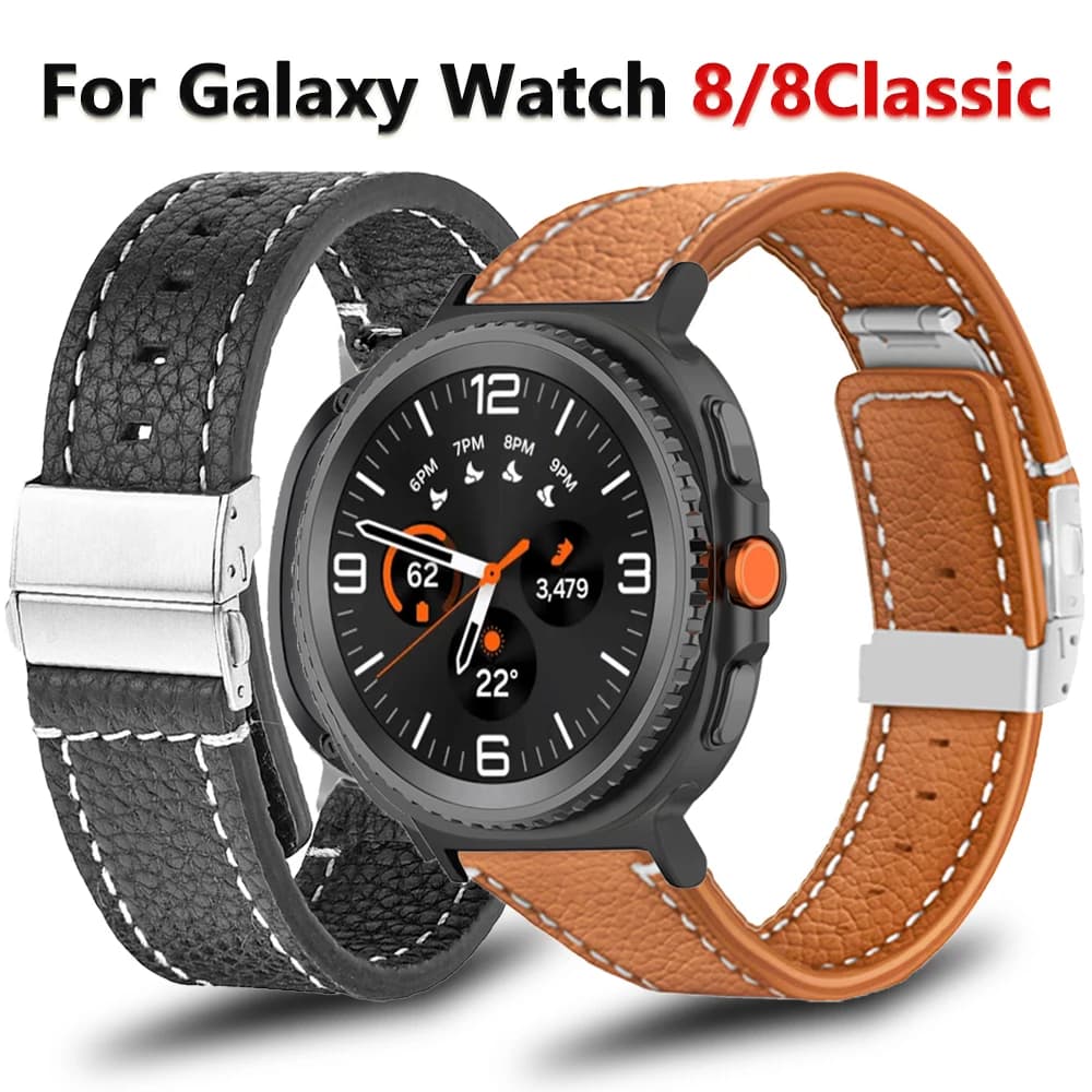Cinturino in pelle da lavoro per Samsung Galaxy Watch 8/8Classic 40mm 44mm 46mm Bracciale senza spazi vuoti per Galaxy Ultra 47mm Cinturino da uomo Correa