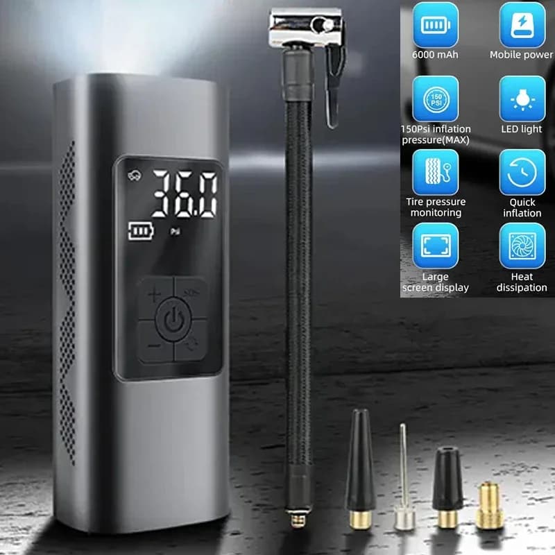 6000mAh Auto Pompa di Aria Elettrica Compressore Senza Fili Portatile Gonfiabile Gonfiare Gonfiatore LED Carica USB Moto Bici