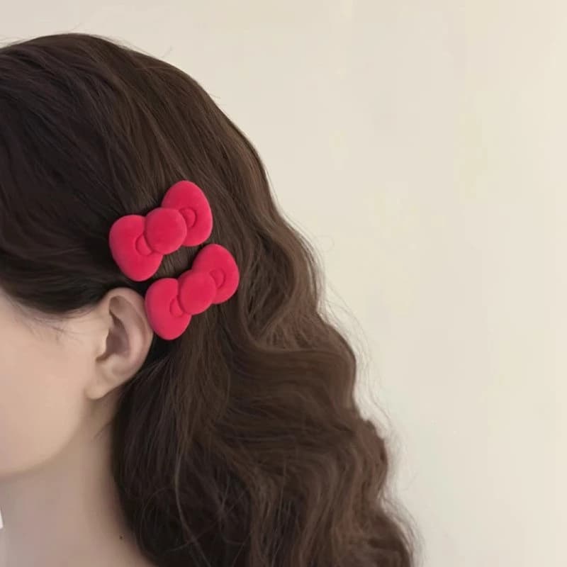 2 star-shaped hair clips with sweet pink bow for girls and women, Korean style Y2K, heart-shaped hair clip, hair accessory