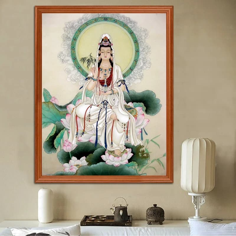 New 2026 Cross Stitch Line Embroidery Living Room Buddha Statue Bling Buddha Image Cross Stitch Kit Modern Simple Sle