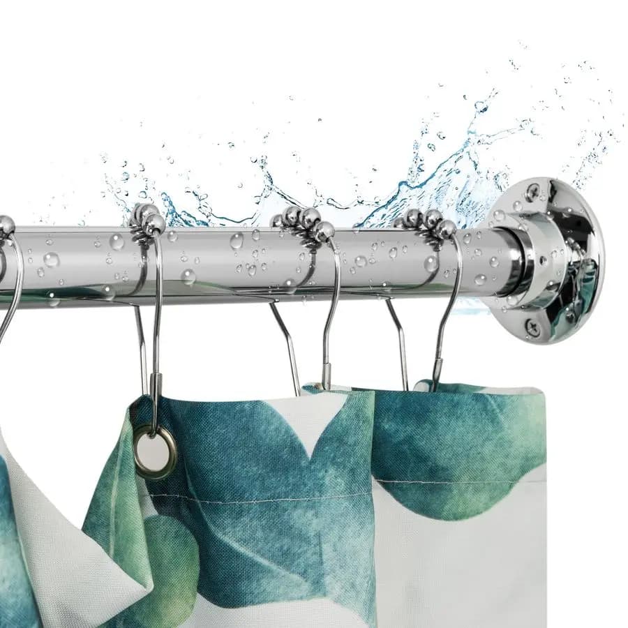 Straight Shower Rod Reinforced by 60 Inches with Flange, Shower Tent Auction with Permanent Mounting with Brackets and Screws, Stainless Steel