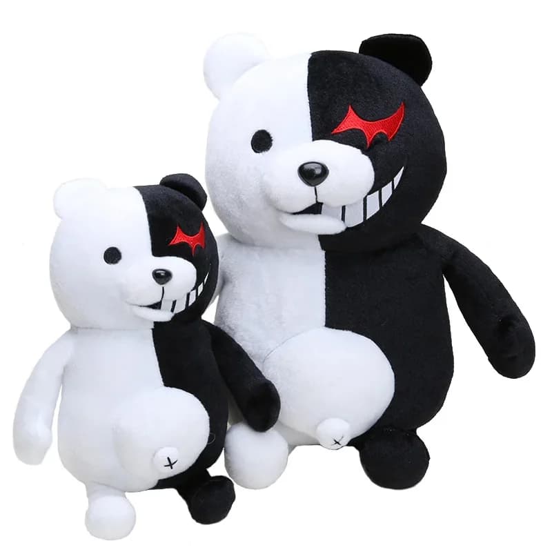 Peluche Orso Bianco e Nero Monokuma da 25cm, Anime Dangan Ronpa Super Danganronpa 2, Giocattolo Morbido Imbottito