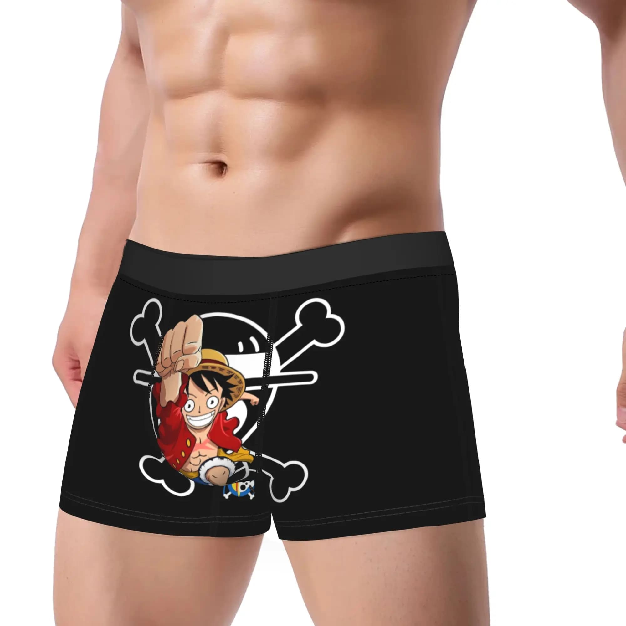 Boxer stampati, slip, mutande da uomo, intimo One Piece Luffy Manga, mutande traspiranti per uomo M-XXL