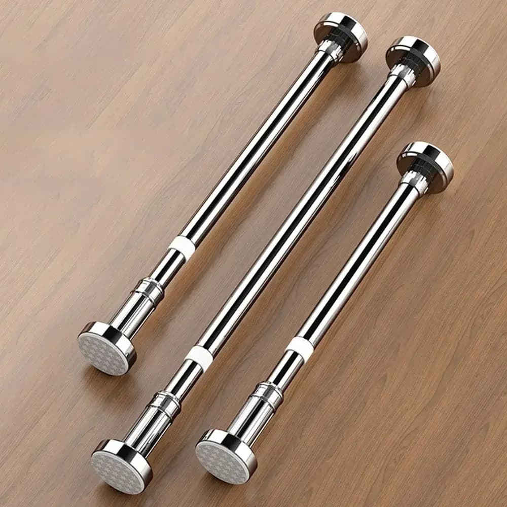 35-80cm Stainless Steel Adjustable Telescopic Curtain Rod Multi Function No Drill Hanging Bar For Bathroom