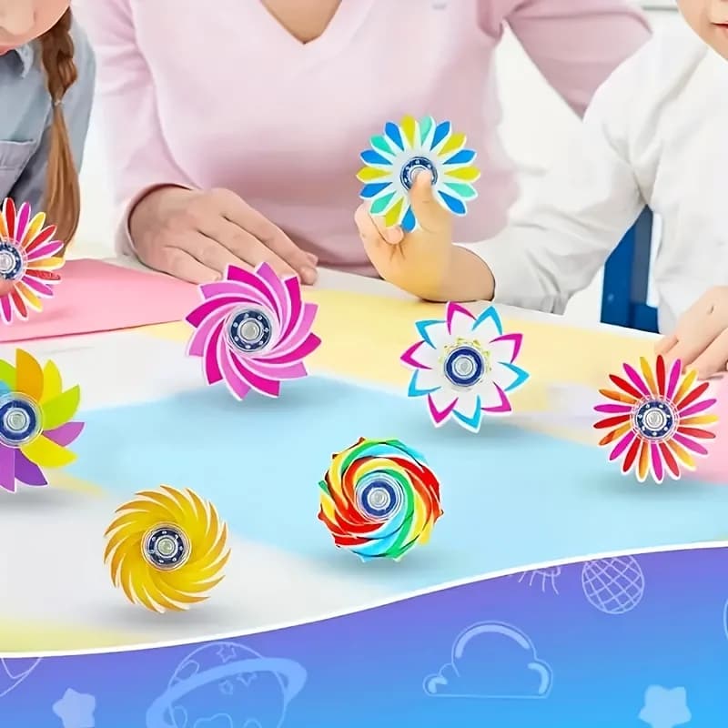 6 Pezzi di Vibranti Fidget Spinner in Acrilico, Regalo per Adolescenti e Bambini, Colore Casuale, per Pasqua, Halloween, Ringraziamento, Natale