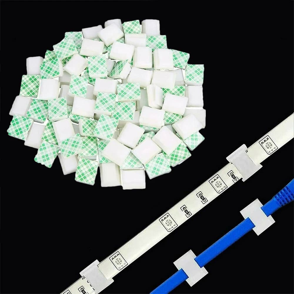 100Pcs Light Strip Mounting Clips Self Adhesive Led Light Fasteners Mounting Holder Cable Clamp Organizer 8mm Light Strip