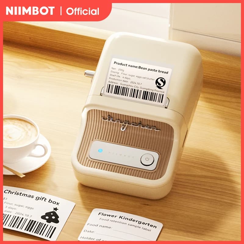 NIIMBOT B21/B1 Stampante termica portatile 1500mAh Stampante per adesivi wireless con etichette autoadesive per gioielli di abbigliamento con codici a barre