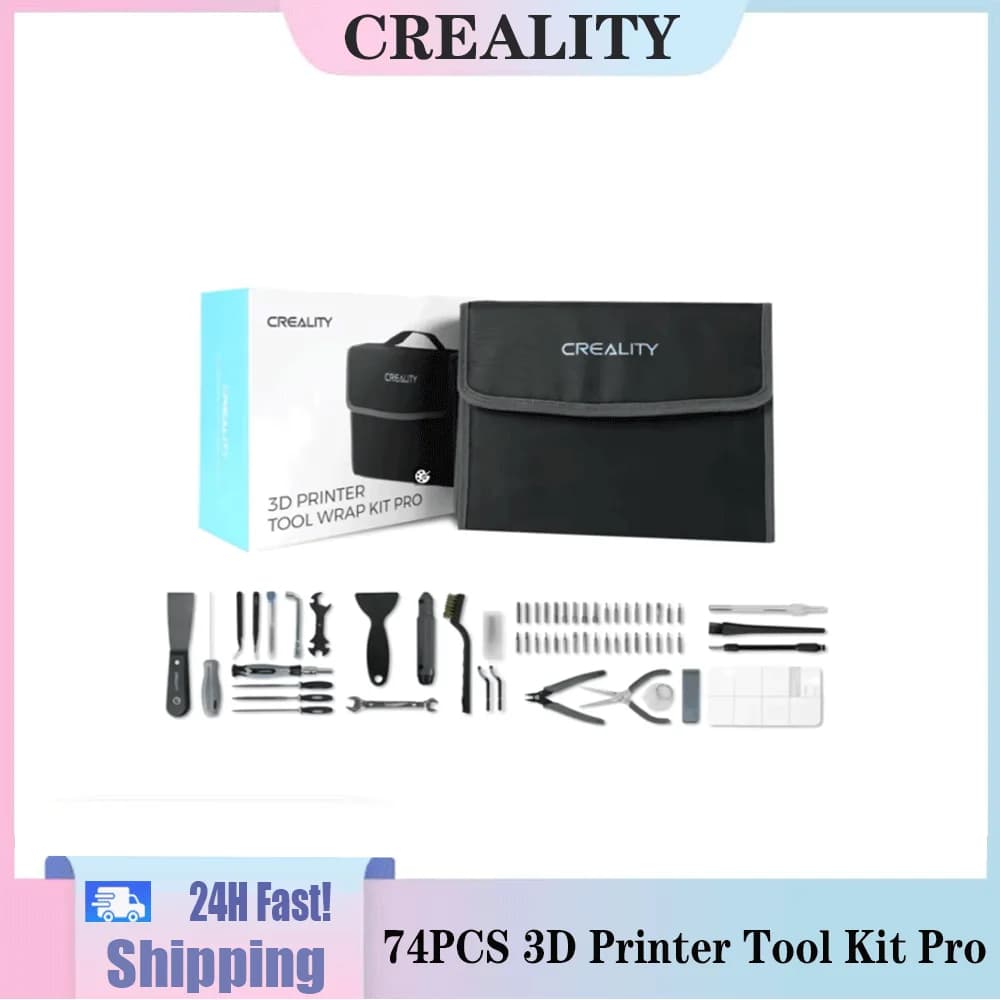 Kit di Strumenti Ufficiale Creality 74 Pezzi per Stampante 3D, Borsa Professionale per Rimozione, Riparazione, Taglio Filamento, Pulizia, Aghi, Pinze