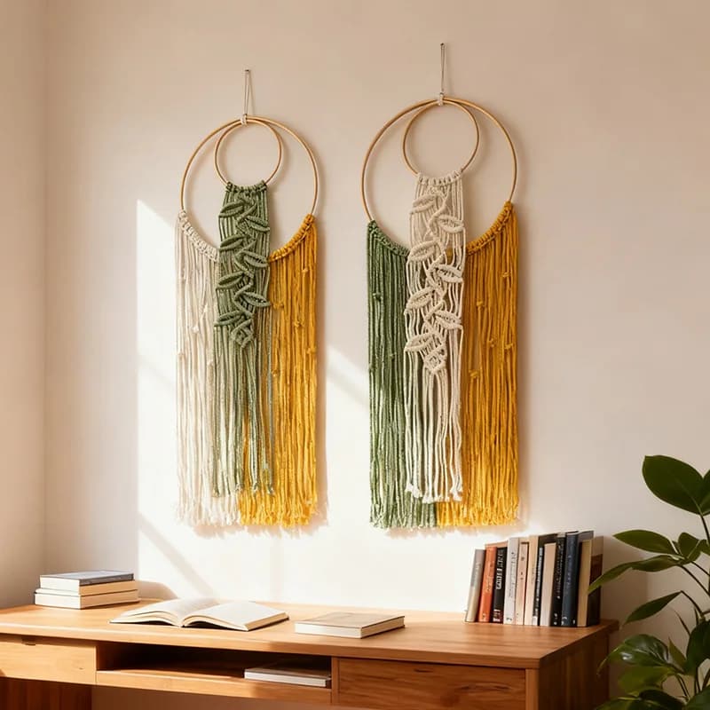 29x90cm Green Bohemian Handwoven Wall Hanging Tapestry B&B Home Wall Decoration Wall Hanging Tassel Hanging