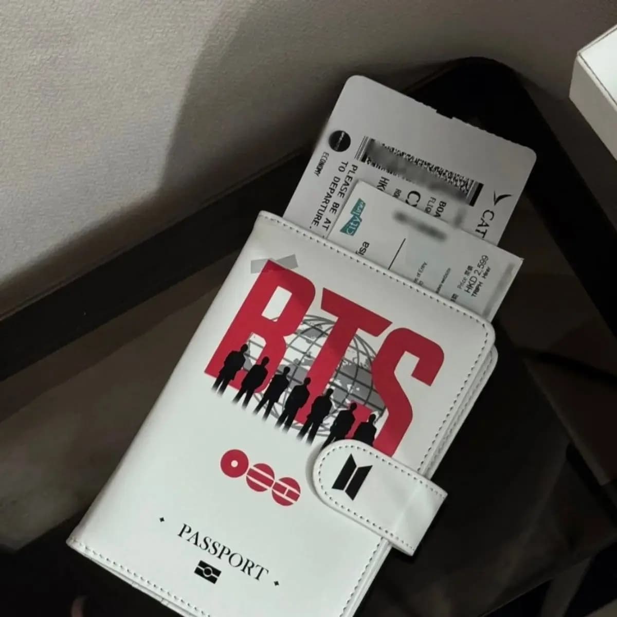 BTS Fashion Passport Holder Portable Leather Travel Document Wallet Air Ticket ID Card Protective Cover Fans Gift