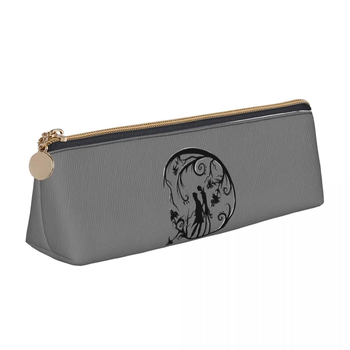 Jack And Sally Silhou Pencil Case for Studen Gifts Large Storage Pen Box Pencil Bag Stationery Supplies Pen Holder Bag