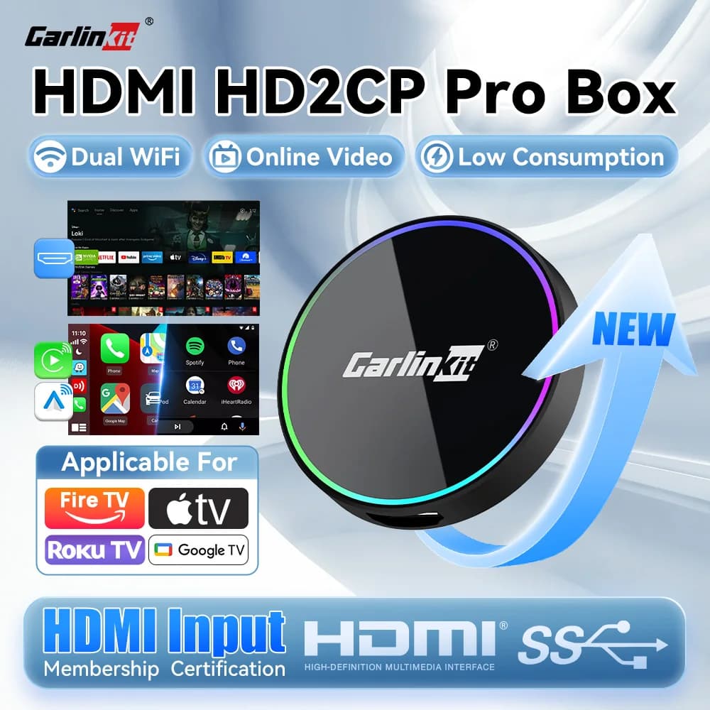 Nuovo CarlinKit HD2CP Pro CarPlay a HDMI Wireless CarPlay Android Supporto automatico Dispositivo HDMI Streaming video 2K Smart Box Plug & Play
