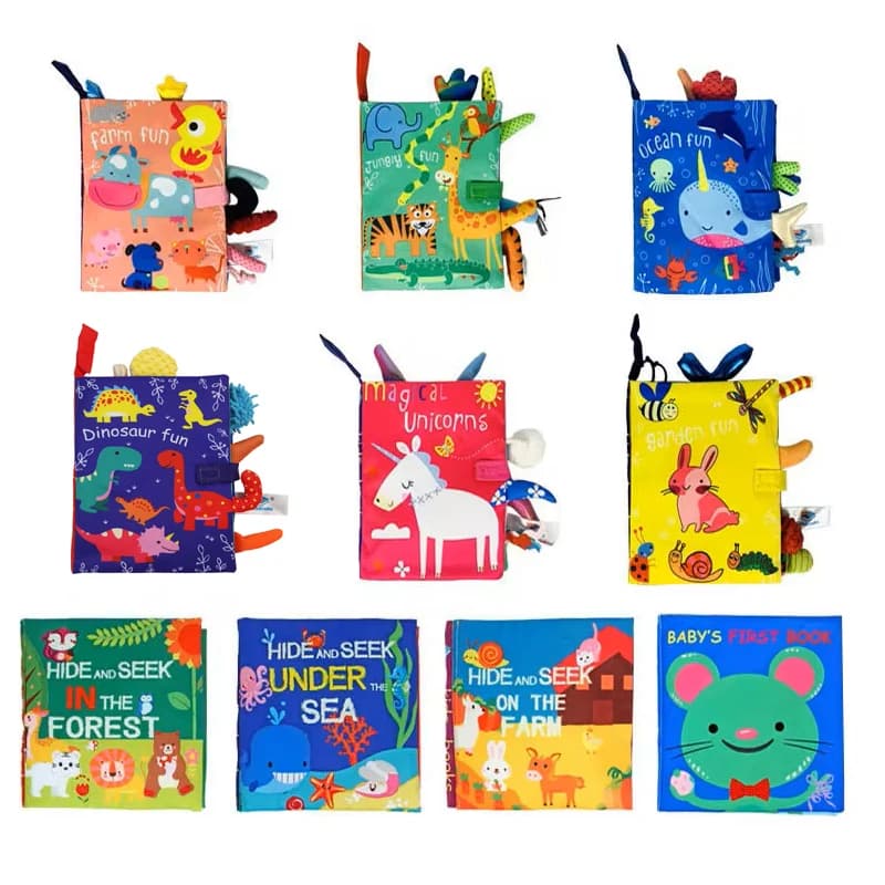 Baby Soft Cloth Book Black and White High Contrast Sensory Toys Early Education Toddlers Sensory Activity Fabric Book for Babies