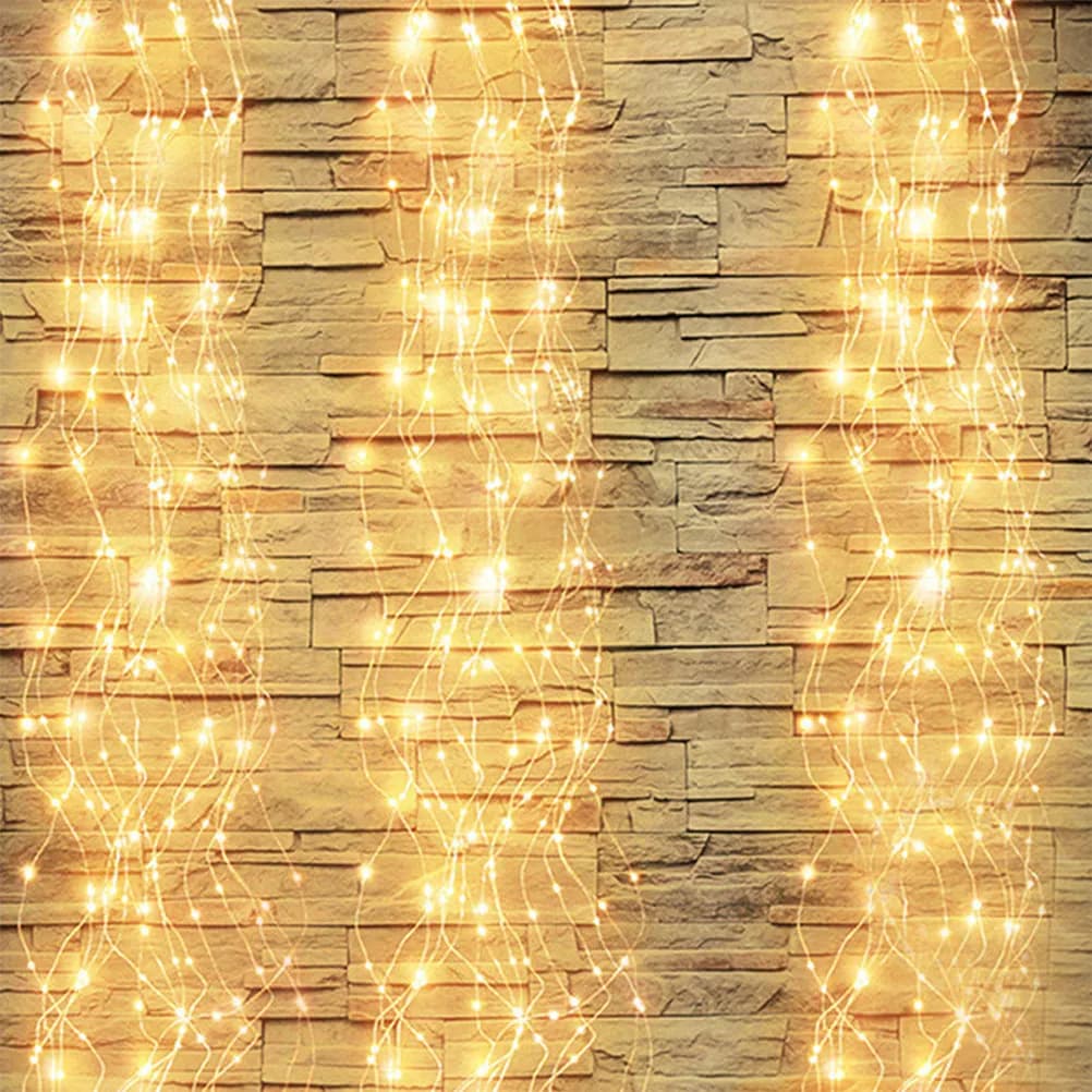 Luci a Cascata a LED a Batteria, Impermeabili, Decorative per Esterni, Giardino, Alberi, Festival e Matrimoni