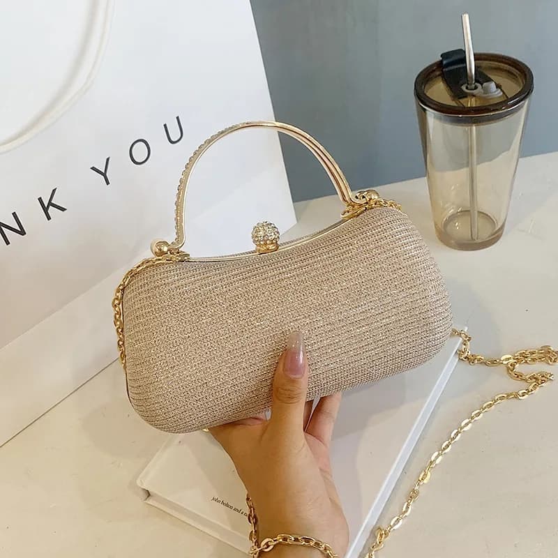 Trendy Women's Bag Textured Exquisite Ladies Hand Minimalist Stylish Mini Bag Lock Buckle Single Shoulder Chain Crossbody Bag
