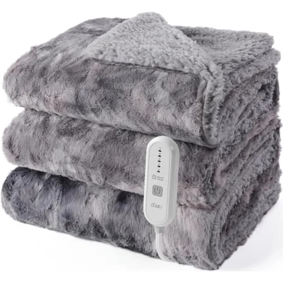 Coperta Elettrica Riscaldata Misura Full Size, Riscaldamento Rapido, Morbida Pelliccia Sintetica, 183x213 cm, 5 Livelli di Calore e Spegnimento Automatico Dopo 10 Ore, Lavabile in Lavatrice