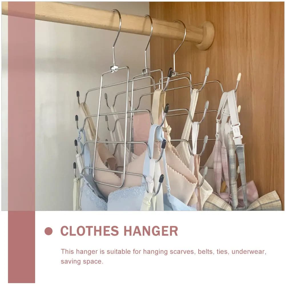2Pcs Multi-Layer Underwear Hangers Sturdy Iron Closet Storage Organizer for Scarves Neckties Belts Space Saving Wardrobe Rack