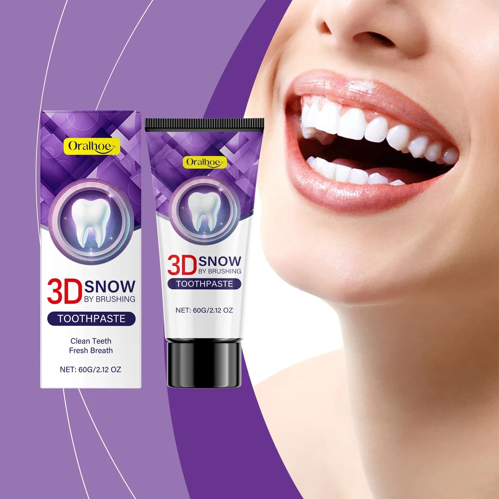 Oralhoe 3D Snow Whitening Toothpaste Deep Clean Plaque Stain Removal Brighten Teeth Fresh Breath Daily Use Oral Care Toothpaste