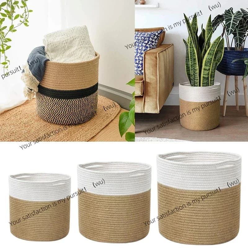 Baskets Knitted in Cotton Corda Made in Hand, Flowers Shop, Box for Toys and Dresses, Foldable Basket, Home Decoration