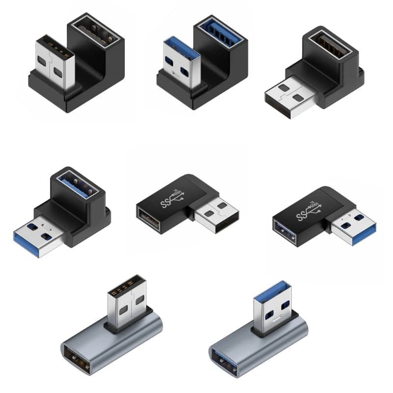 USB 3.0 right angle extension adapter from 90 degrees male to female USB elbow adapter up 10 Gbps for laptop PC connector Convert