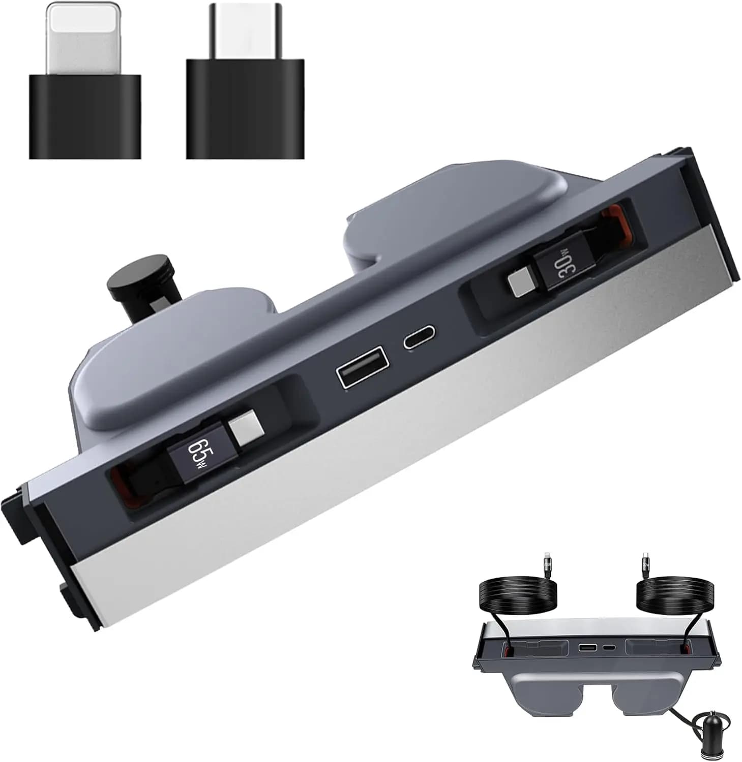 Hub USB retrattile 4 in 1 per Tesla Model 3 Highland Model Y Juniper, caricatore per telefono da console centrale, stazione di ricarica rapida.