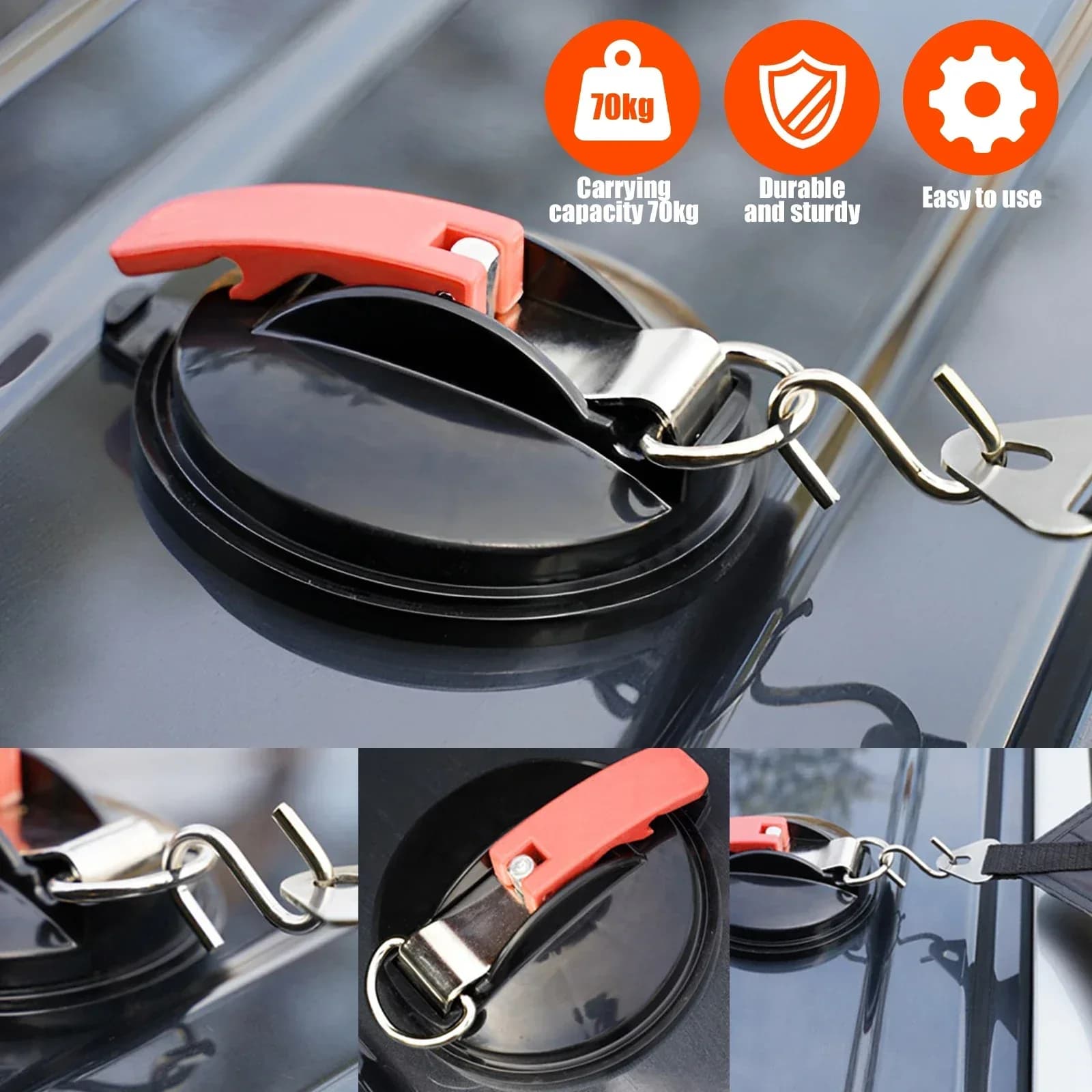 1-4PCS Ganci a Ventosa Forte Ventosa per Telo Laterale per Auto a Vuoto con 4/6 Ganci Durevole Ventosa per Bagno da campeggio Massima