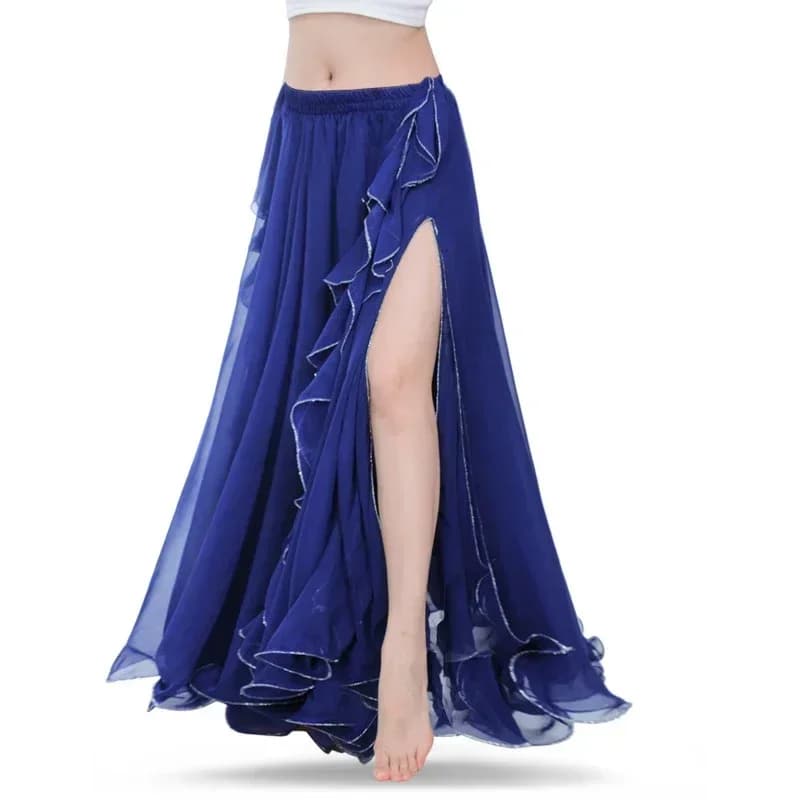 Gonne di danza del ventre orientale con doppia fessura alta in chiffon per le donne (senza cintura) Gonna accessori per costumi di danza del ventre