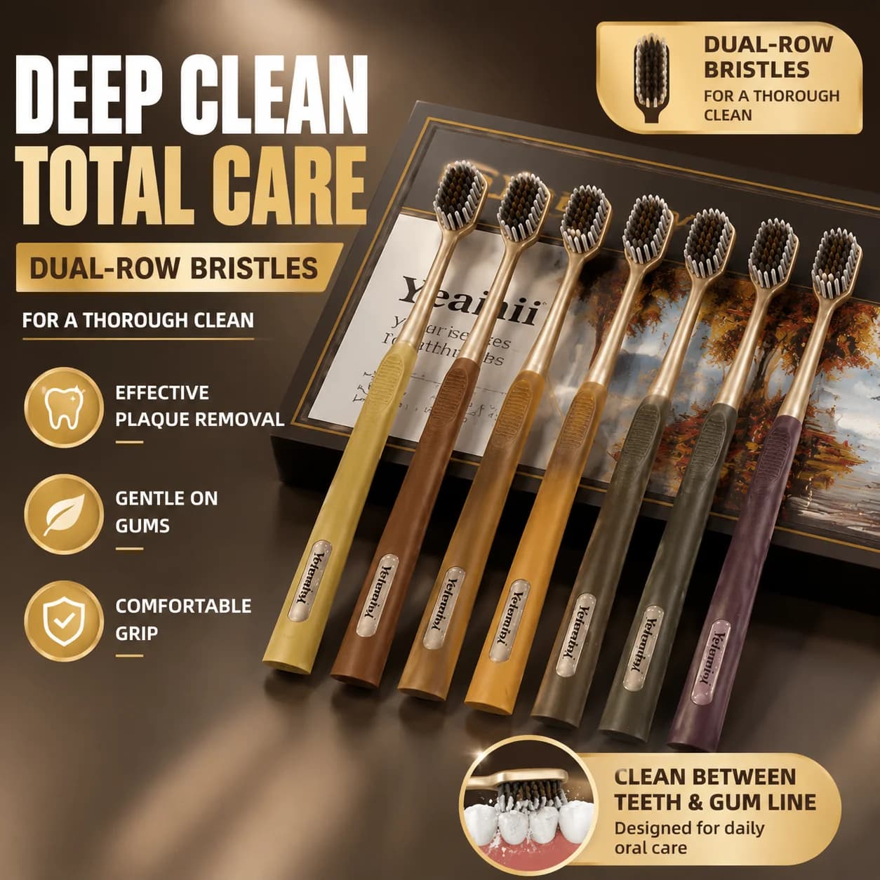 Spazzolino da Denti Morbido Maillard Light Luxury Mountain per Adulti, con Testina Larga e Setole a Spirale, Set da 6 Pezzi in Confezione Regalo per Coppie