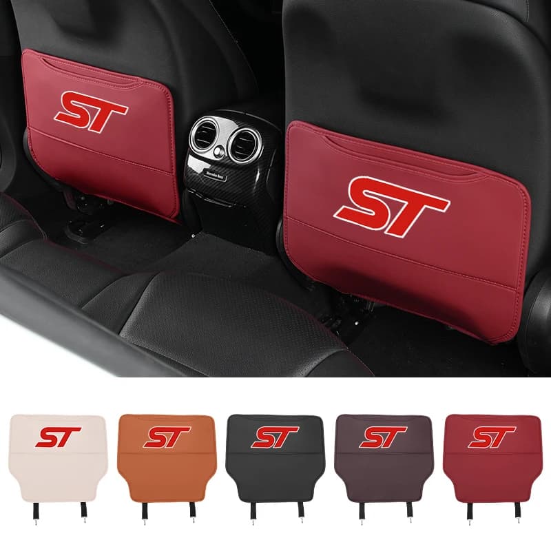 Car Leather Half-Cover Seat Anti-Kick Mats Pad Storage Pouch For Ford Fiesta Focus mk2 mk3 Ranger Mondeo mk4 S-MAX Kuga Mustang