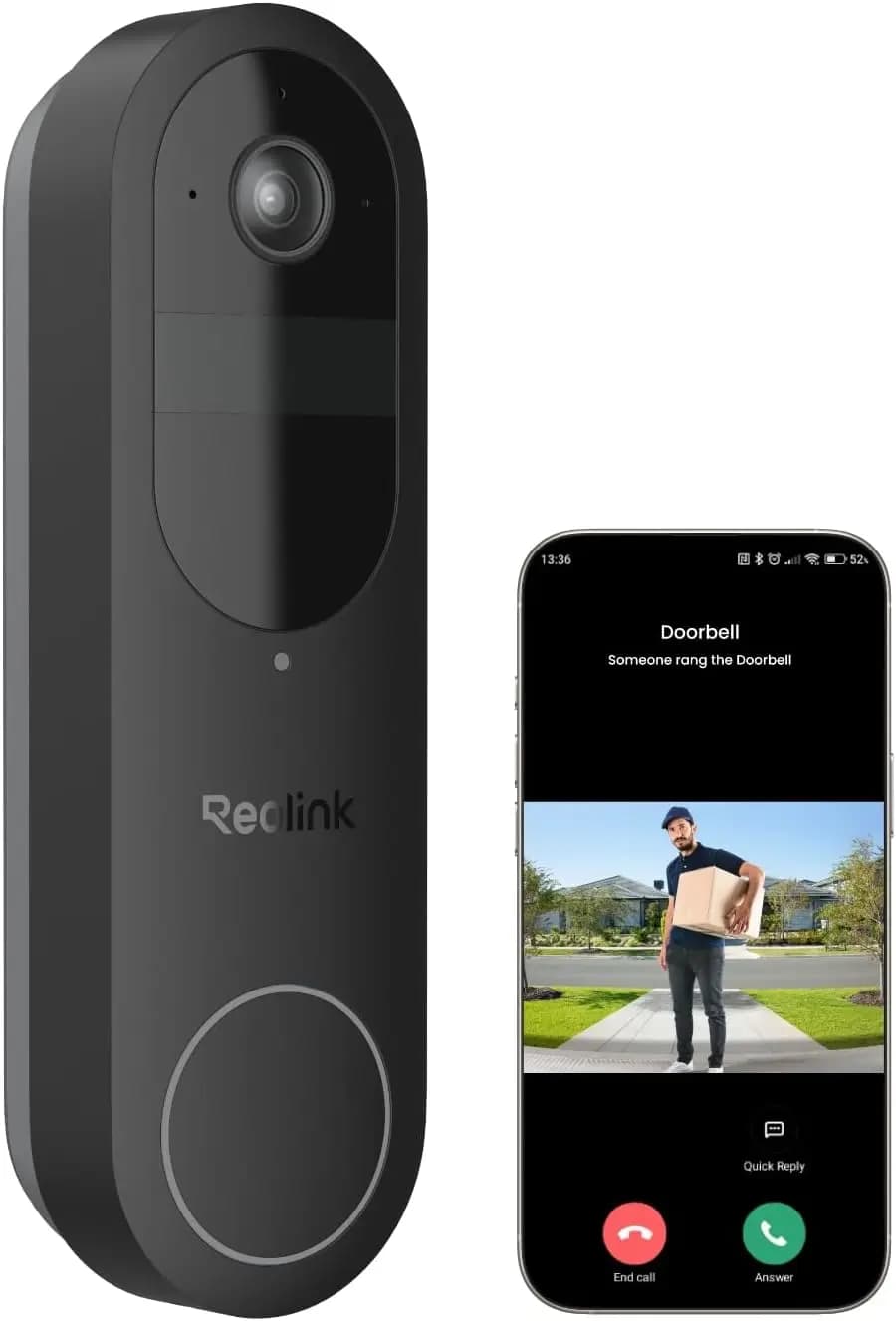 Videocamera per campanello con batteria 2K, ampia visualizzazione, WiFi, conversazione bidirezionale, nessuna tariffa mensile, rilevamento intelligente