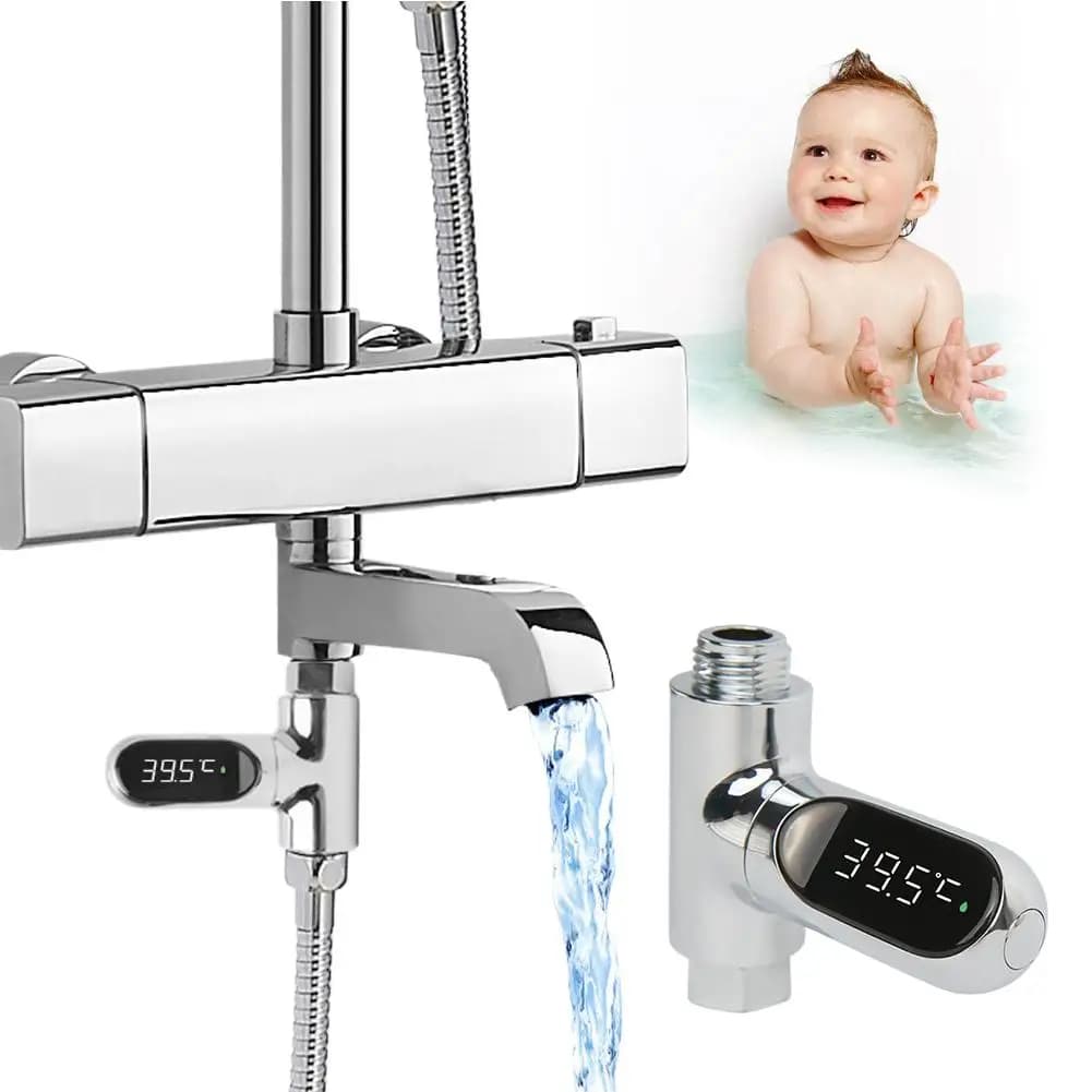 Termometro per Acqua Doccia con Display LED per Uso Domestico 0 ℃ ~99 ℃ Termostato per il bagno domestico con monitoraggio intelligente della temperatura per neonati