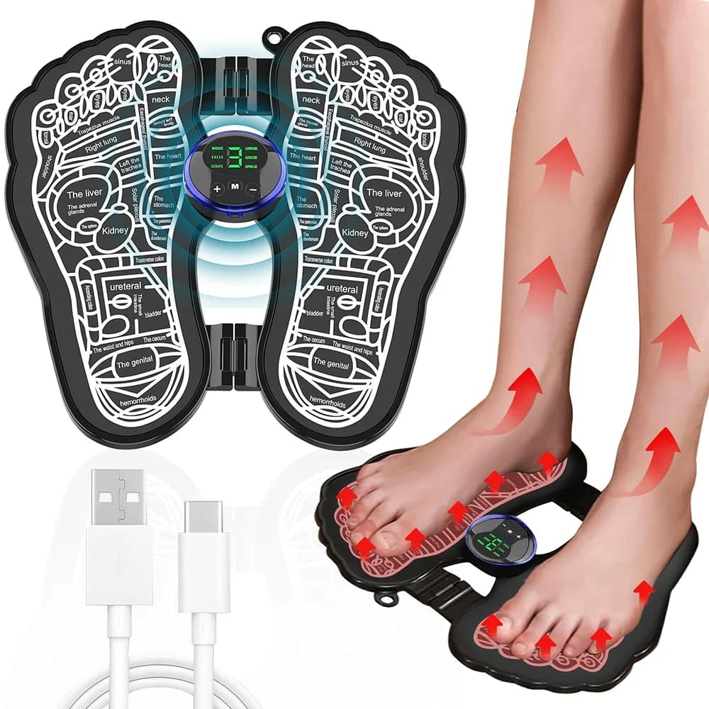 Massaggiatore plantare Cuscinetto di stimolazione Massaggio elettrico plantare con telecomando 8 modalità 19 livelli di forza Leggero Allevia la pressione del piede