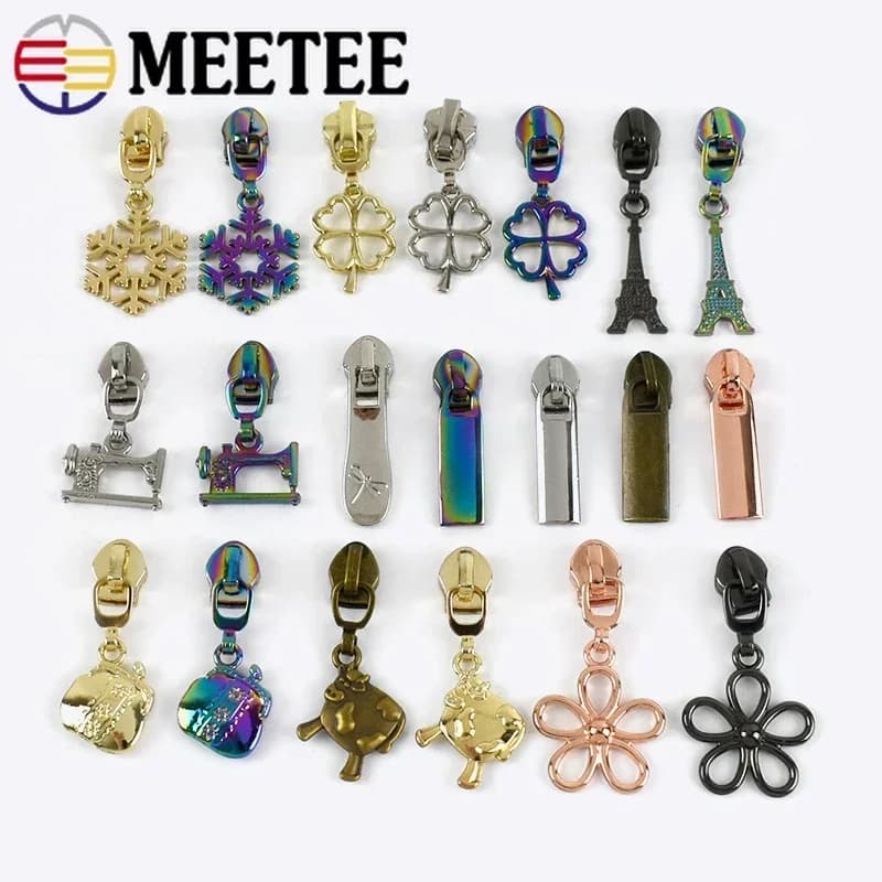 Meetee 5 pezzi 5 # Teste per cerniere per cerniere in nylon Estrattore per borse Decorazioni per indumenti Cursori per cerniere Kit di riparazione per cerniere Accessori per cucito fai-da-te