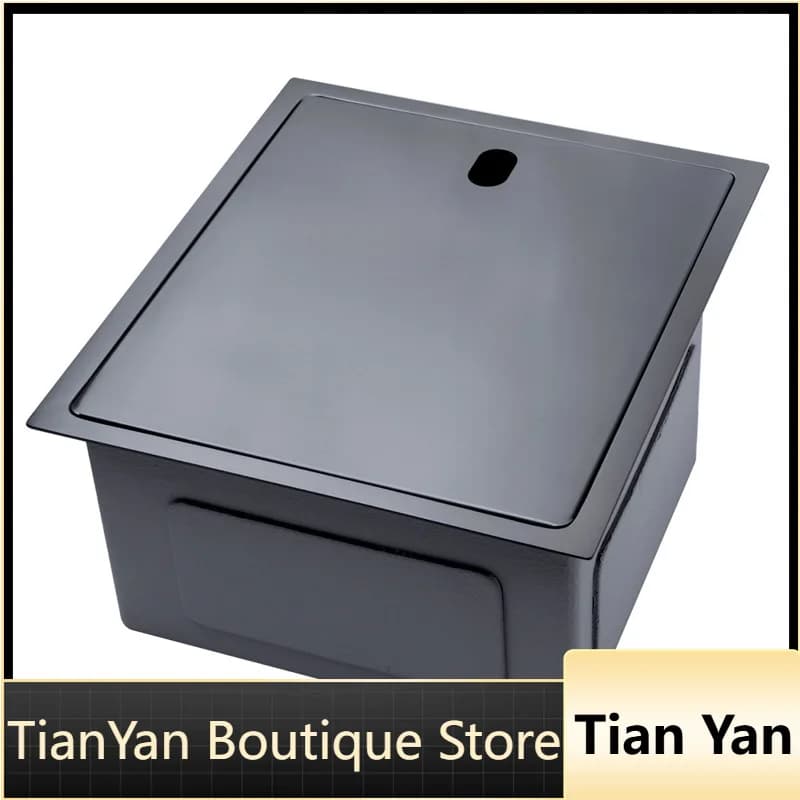 EE1 304 Stainless Steel Black Diamond Color Hidden Bar Sink Sink Dishwasher Foldable Hot and Cold Water Faucet