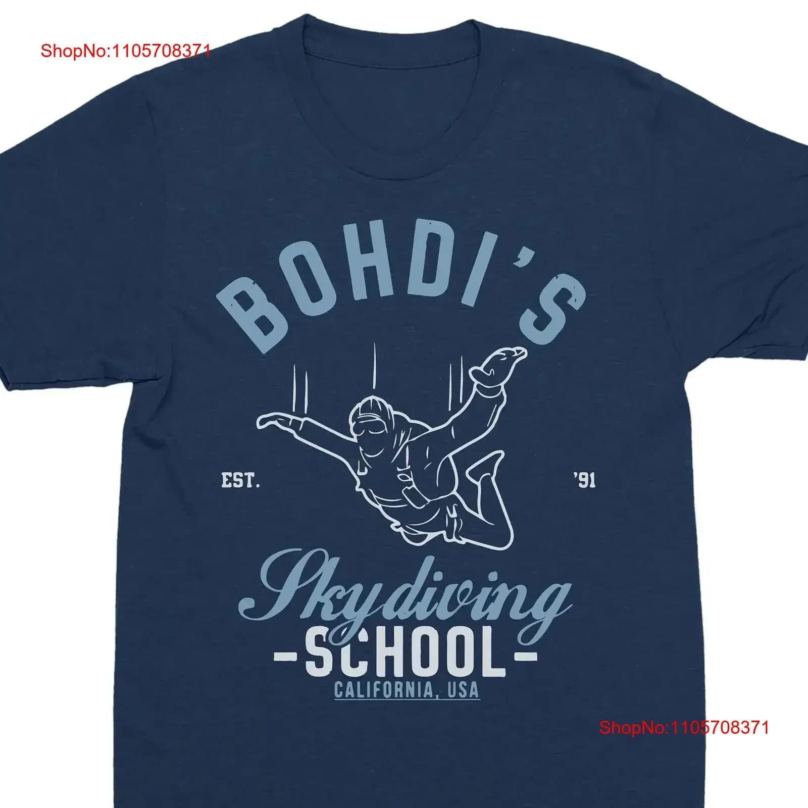Bohdi's Skydiving Scool T Shirt Adults Funny Movie Parody Mens Pop Culture vintage Washed Top For Everyday Wear