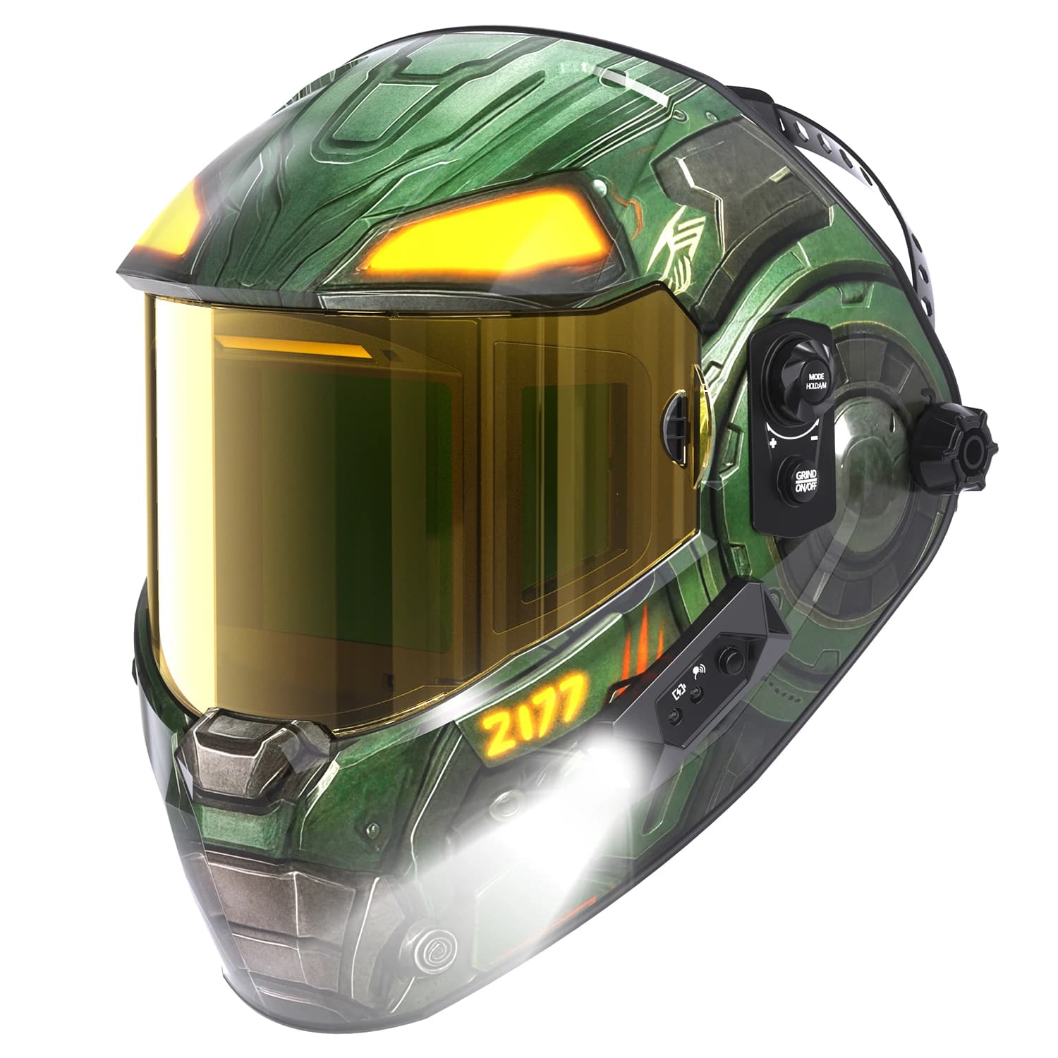 ANDELI Auto Darkening Welding Helmet with 2 Lights Digital Shade Control 180° Panoramic View Welding Mask One-Touch Grind 1/1/1/2 True Color